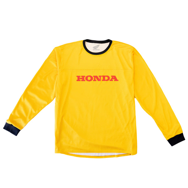 Tシャツ・カットソー HONDA MOTORCYCLE Honda Racing Fire Blade TshirtLemon Yellow Honda Vintage Distressed Yellow Wing Logo Licensed Adult T